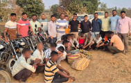आष्टी जंगल शिवारात कोंबडा जुगारावर धाड
